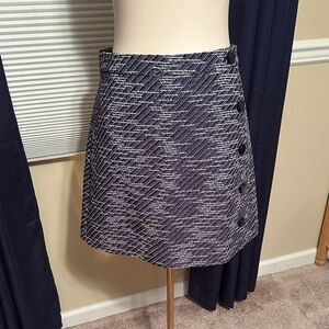 LOFT Navy and White A-Line Skirt